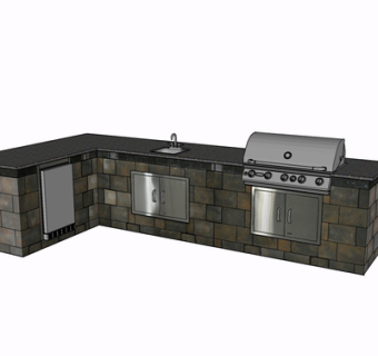 现代橱柜su模型