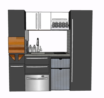现代实木橱柜su模型