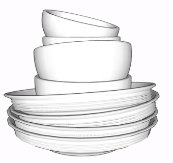 现代碗碟su模型