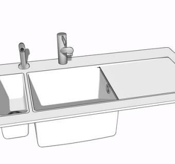 现代金属水槽su模型