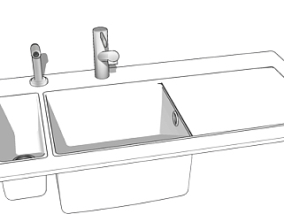 现代金属水槽su模型