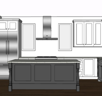 简欧实木橱柜su模型