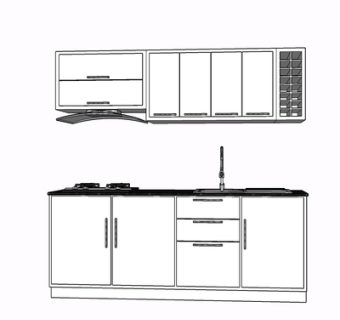 现代实木橱柜su模型