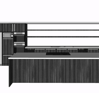 现代实木橱柜su模型