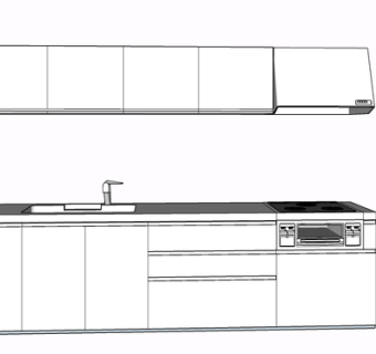 现代实木橱柜su模型
