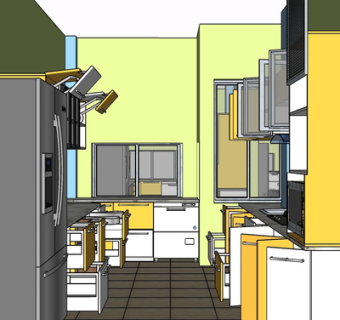 现代实木橱柜su模型