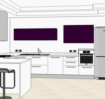 现代实木橱柜su模型