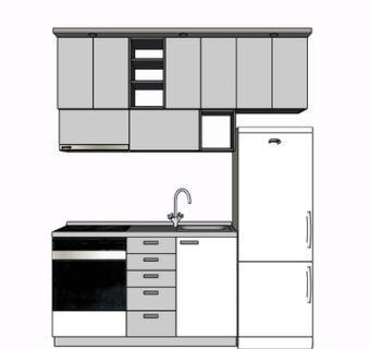 现代实木橱柜su模型