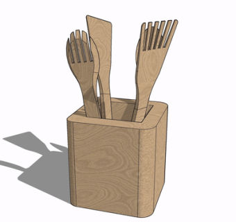 现代实木餐具su模型