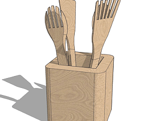 现代实木餐具su模型