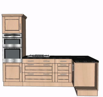 现代实木橱柜su模型