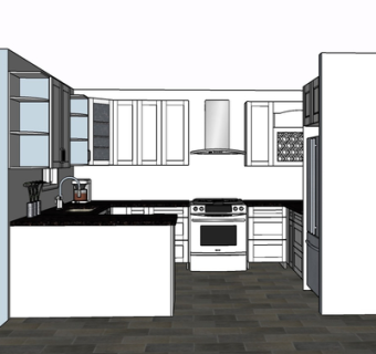 现代实木橱柜su模型