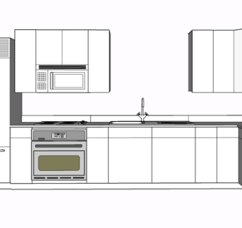现代实木橱柜su模型