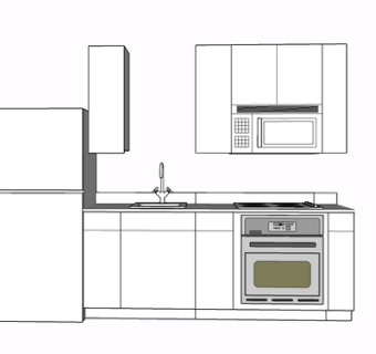 现代实木橱柜su模型