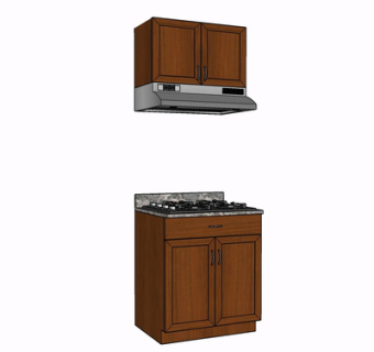 现代实木灶台su模型