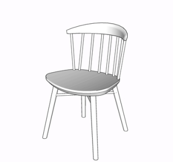 现代实木单椅su模型