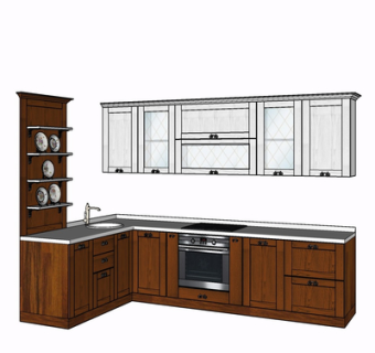 现代实木橱柜su模型