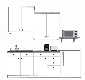现代实木橱柜su模型