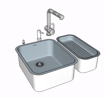 现代水槽su模型
