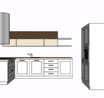 现代实木橱柜su模型