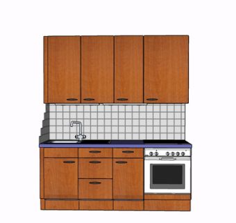 现代实木橱柜su模型