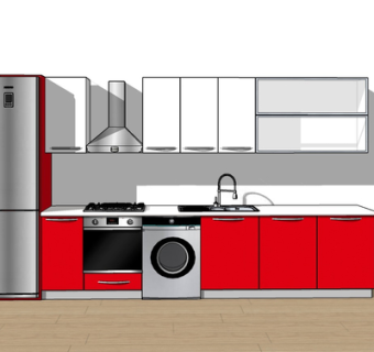 现代实木橱柜su模型