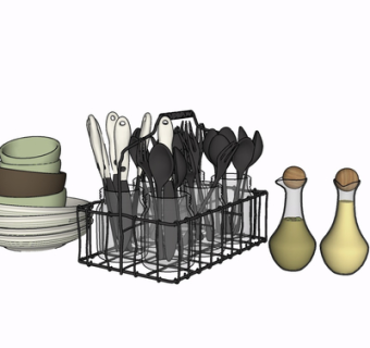 现代餐具su模型