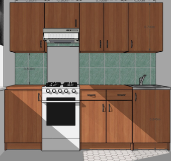 现代实木橱柜su模型