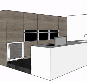 现代实木橱柜su模型