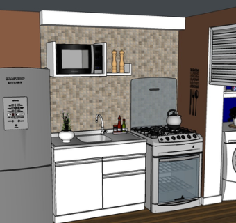 现代实木橱柜su模型