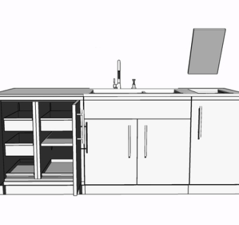 现代实木橱柜su模型