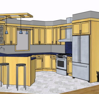 现代实木橱柜su模型