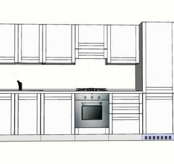 现代实木橱柜su模型
