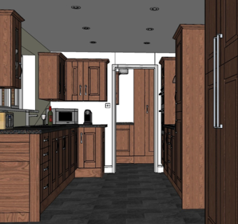 现代实木橱柜su模型