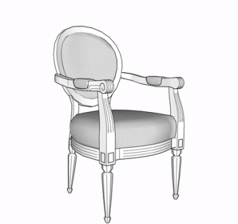 美式实木单椅su模型