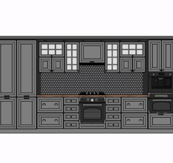 简欧实木橱柜su模型