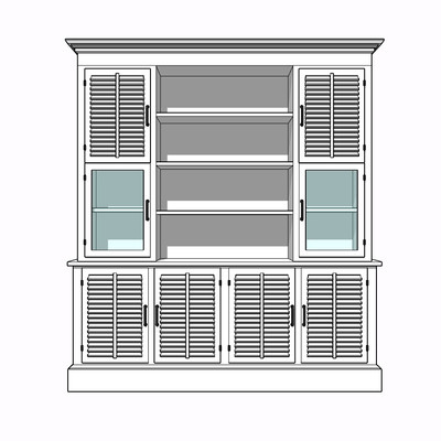 现代实木装饰柜su模型