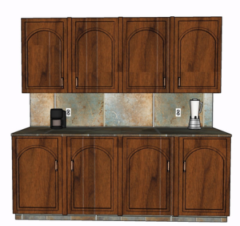 现代实木橱柜su模型