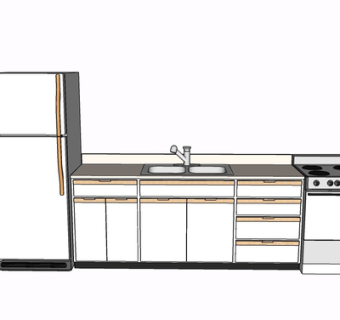 现代实木橱柜su模型