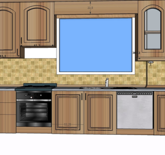 简欧实木橱柜su模型