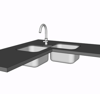 现代水槽su模型