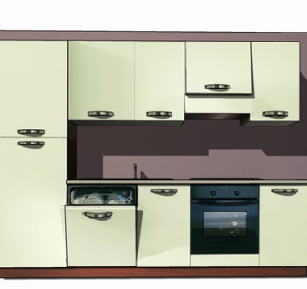 现代实木橱柜su模型