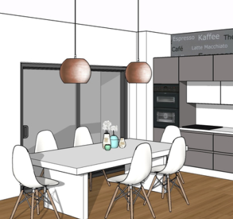 现代餐桌椅su模型