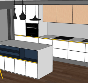 现代实木橱柜su模型