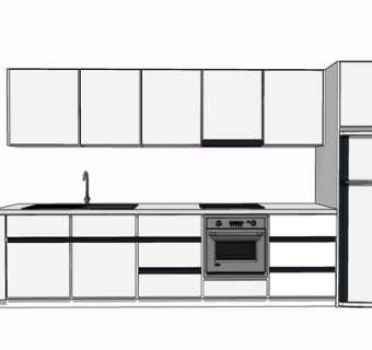 现代实木橱柜su模型
