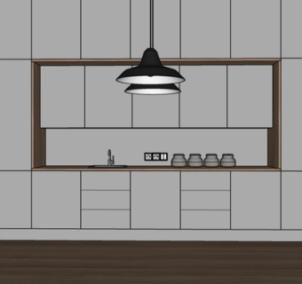 现代实木橱柜su模型