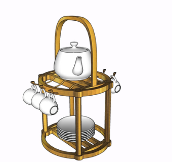 现代金属碗架su模型