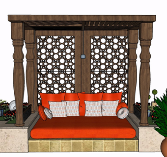 现代布艺休闲沙发su模型