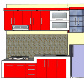 现代实木橱柜su模型