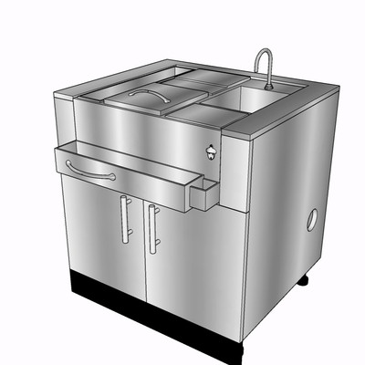 现代金属橱柜su模型